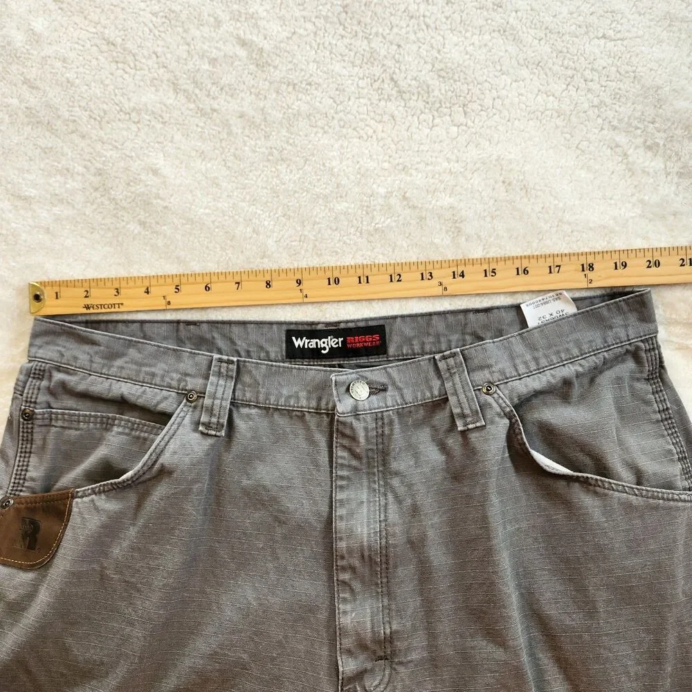Wrangler RIGGS Mens 40x32 Gray Workwear Ripstop Ranger Cargo Carpenter Pants